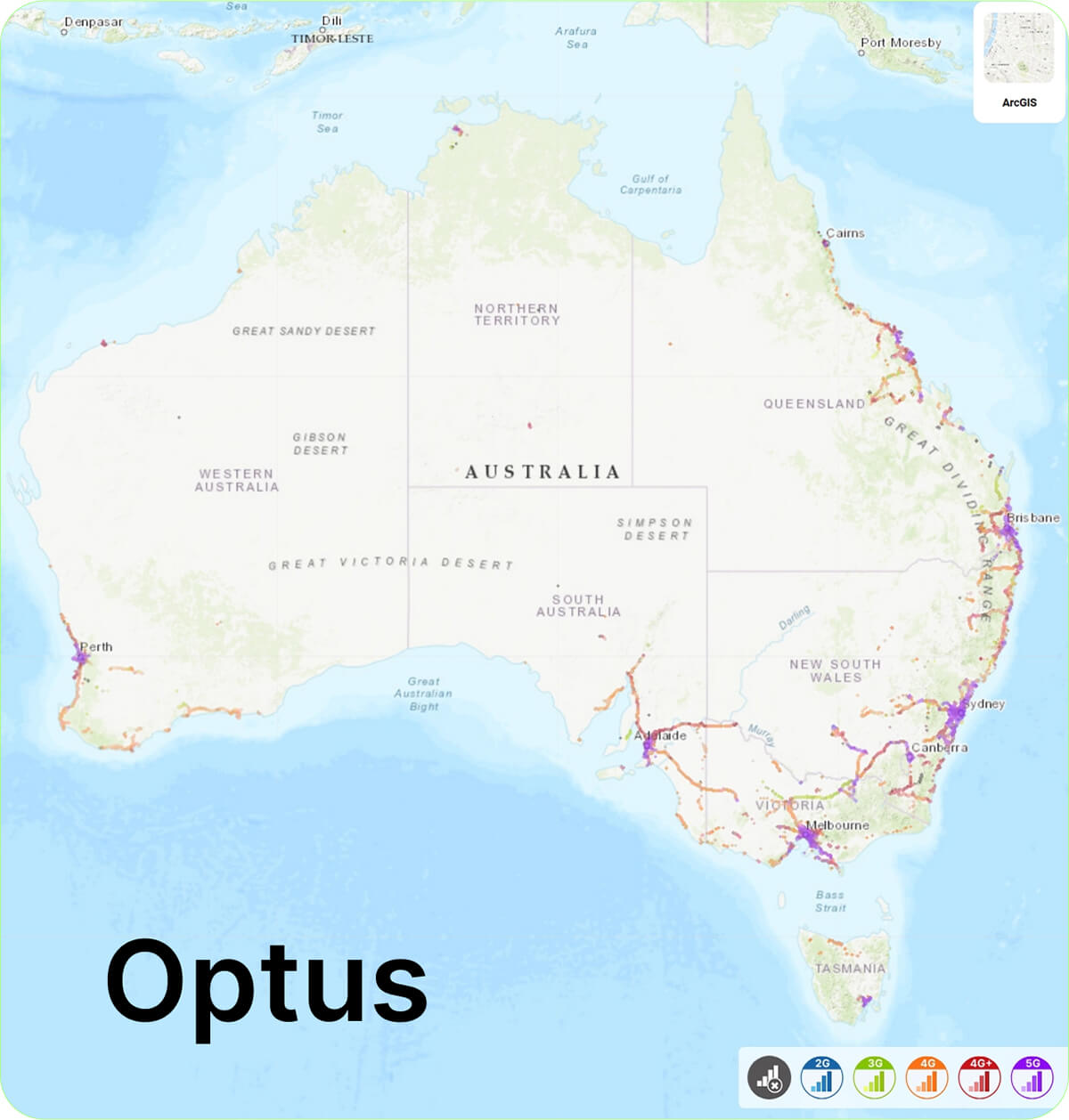 optus 3g 4g 5g coverage map in australia