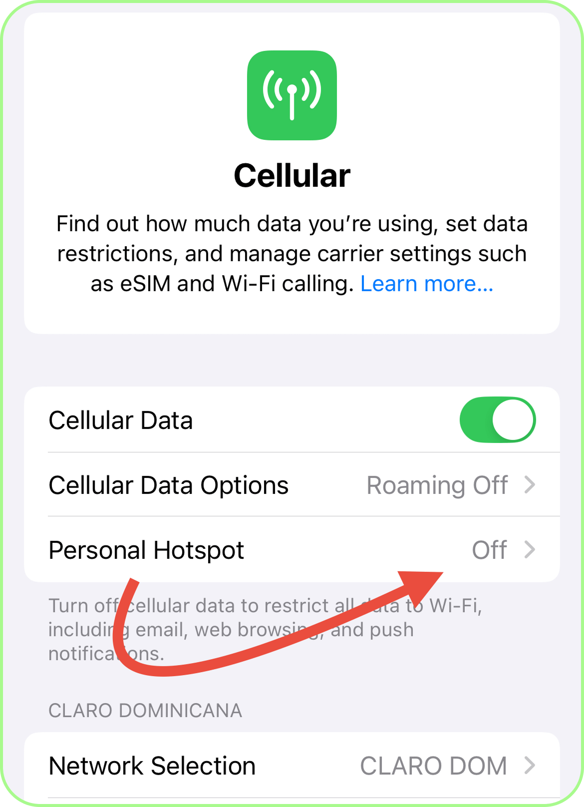 activate personal hotspot