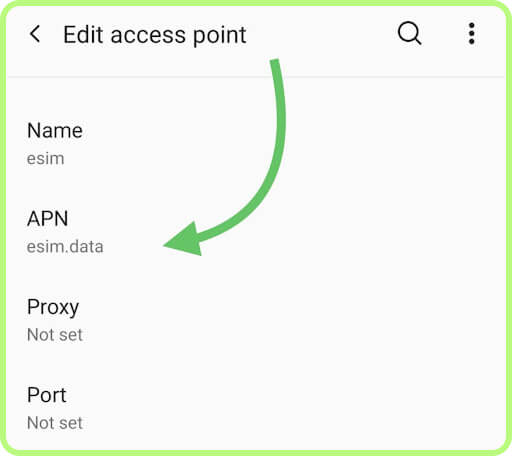 Tap Access Point Names or APN