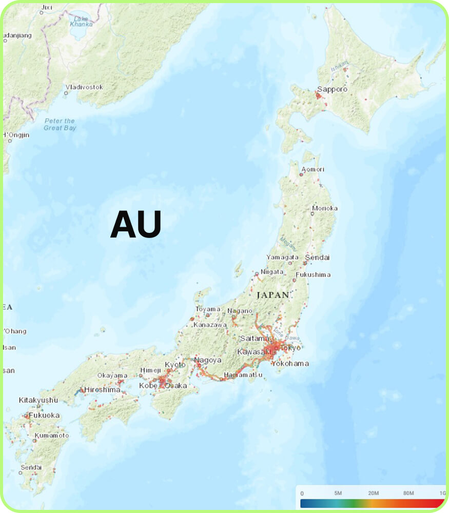 AU coverage map Japan