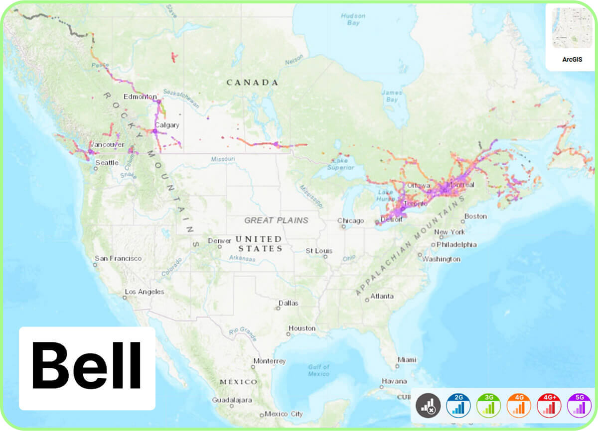 bell mobilitys 3g 4g 5g coverage map in canada