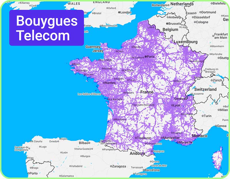 Bouygues Telecom 5G coverage map in France