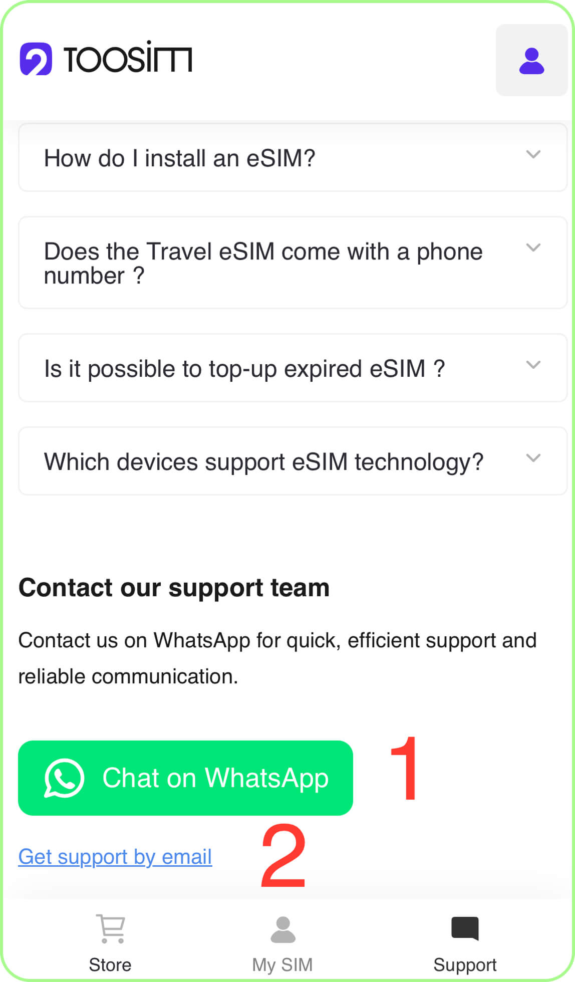 contact support via whatsapp fastest or email