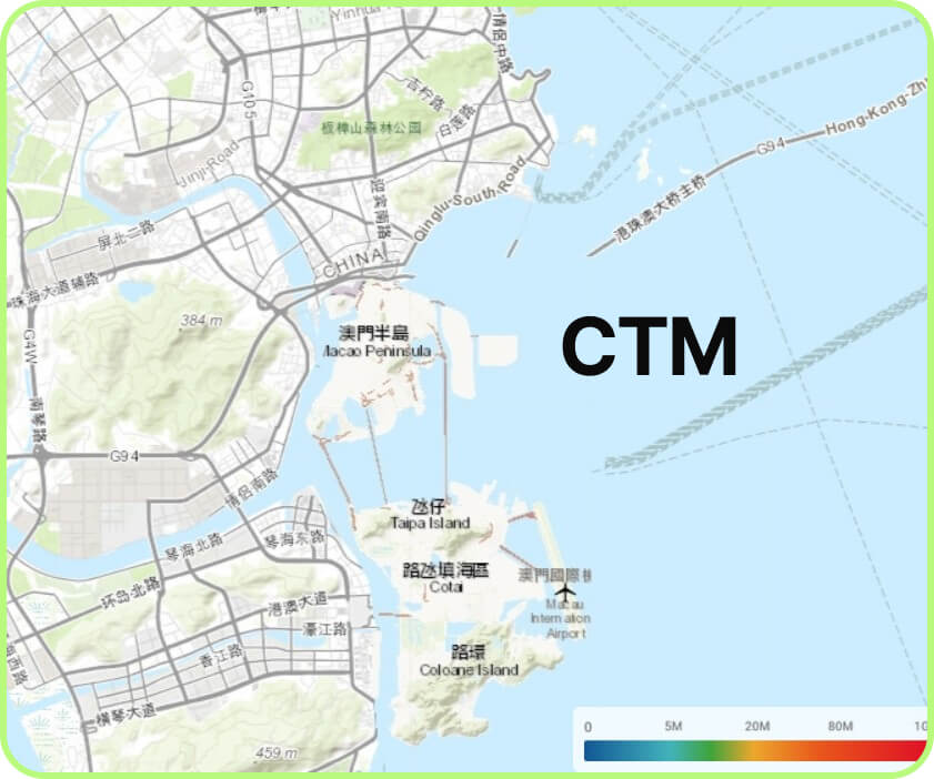 Map of mobile coverage CTM in Macau