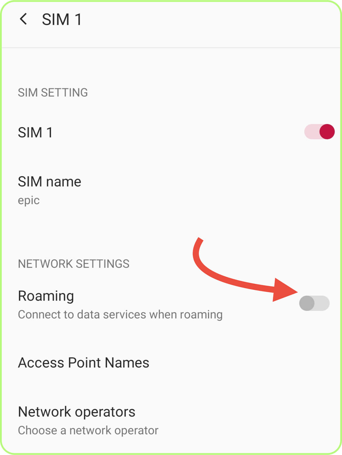 enable data roaming