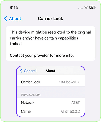 The device might be restricted to the original carrier