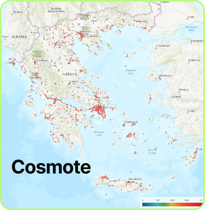 Map of mobile coverage Cosmote in Greece