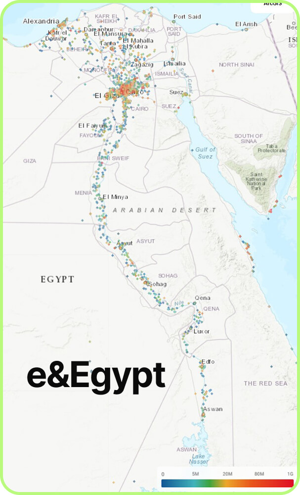 Map of mobile coverage e&Egypt in Egyp
