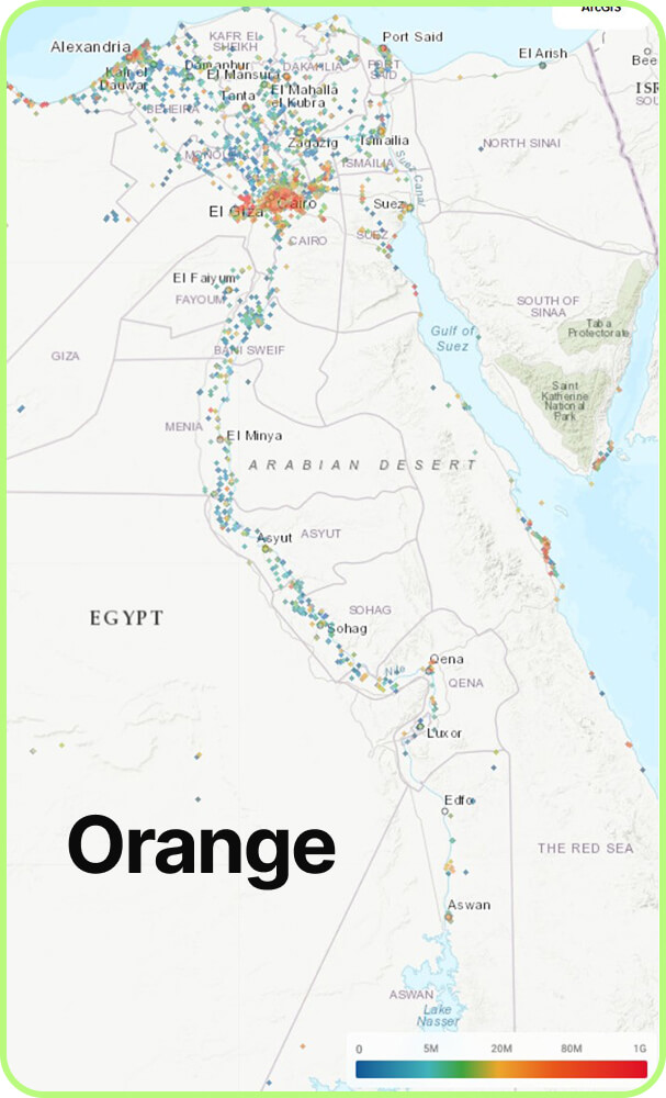 Map of mobile coverage Orange in Egyp