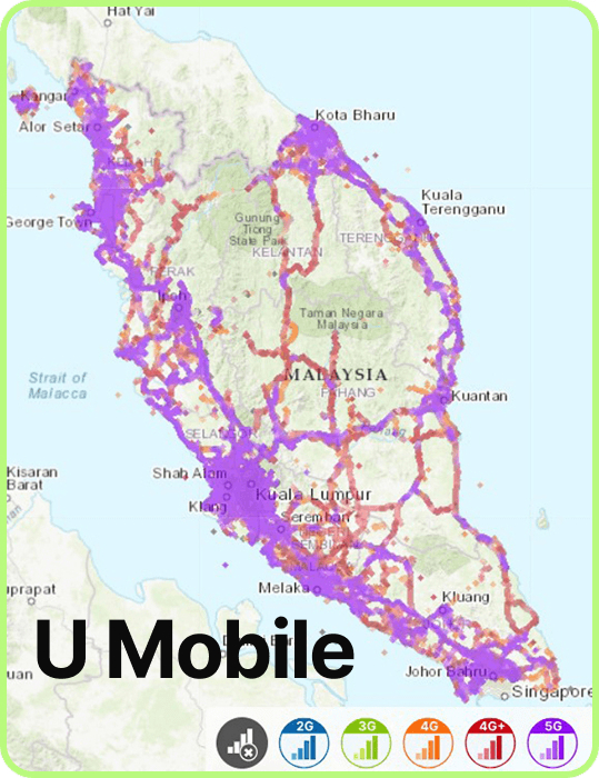Map of mobile coverage in Malaysia U Mobile