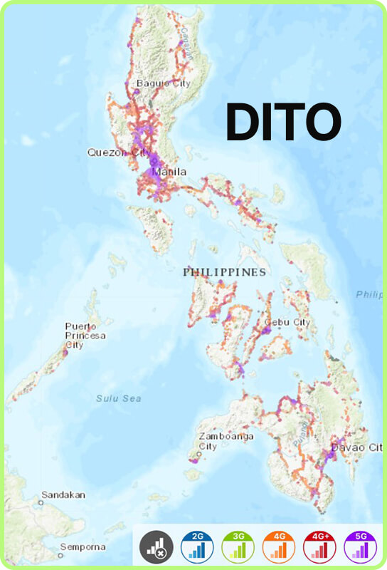 Map of mobile coverage in the Philippines DITO
