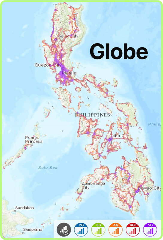 Map of mobile coverage in the Philippines Globe