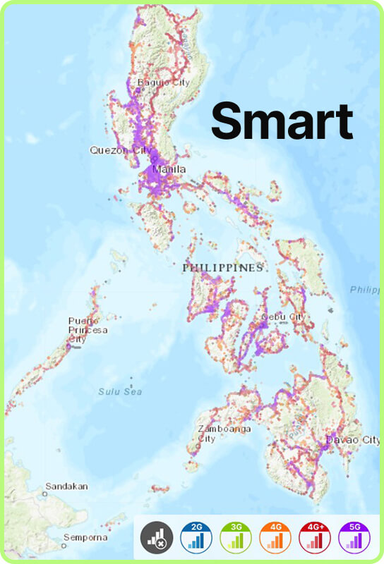 Map of mobile coverage in the Philippines Smart