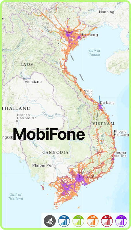 Map of mobile coverage in Vietnam MobiFone