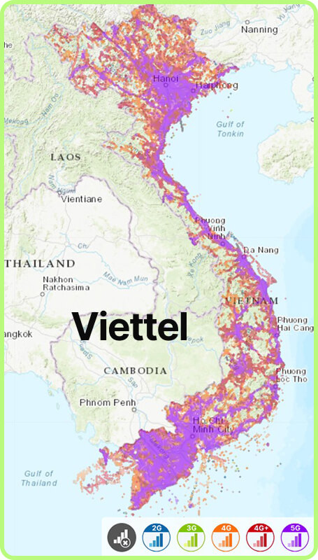 Map of mobile coverage in Vietnam Viettel