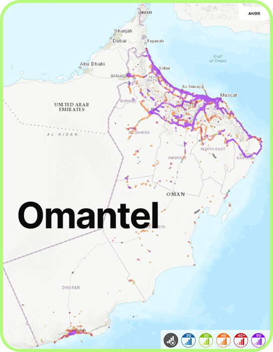 Map of mobile coverage in Omantel