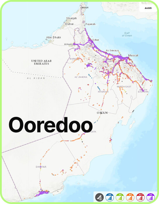 Map of mobile coverage in Ooredoo