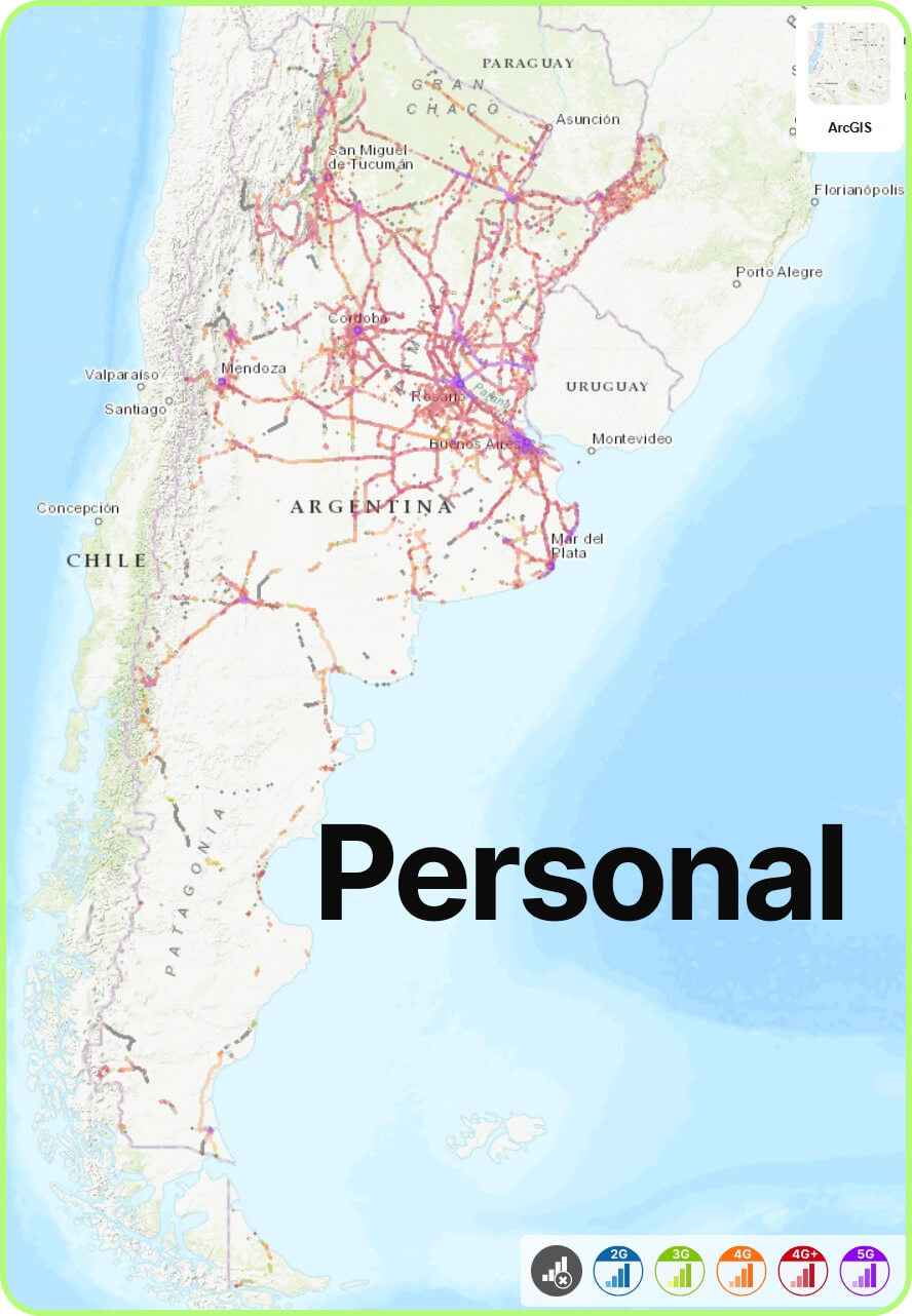 Map of mobile coverage Personal in Argentina