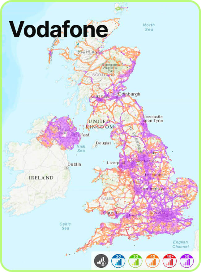 mobile coverage in the United Kingdom Vodafone