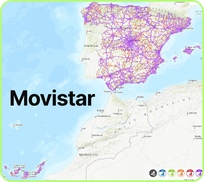 Movistar Map of mobile coverage in Canary Islands