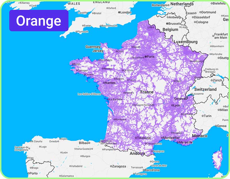 Orange 5G coverage map in France