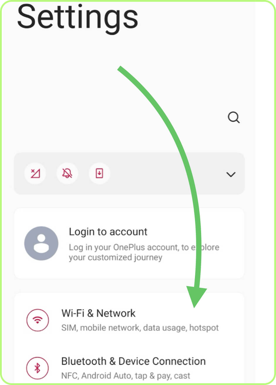 In Settings go to Network&Internet