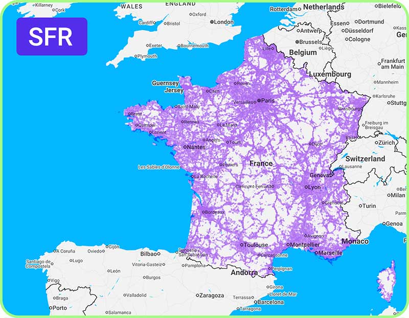 SFR 5G coverage map in France