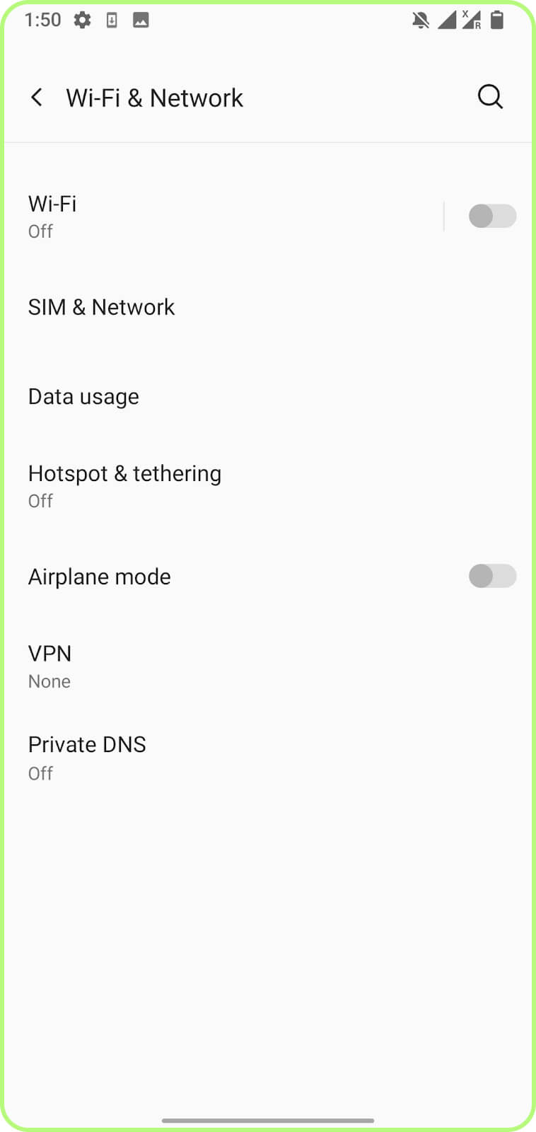Select the SIM & Network-SIM Manager