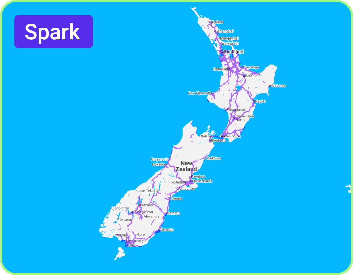 New Zealand Spark coverage map with 4g/5g networks