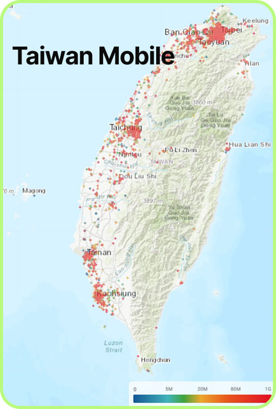 Map of mobile coverage and Taiwan Mobile in Taiwan