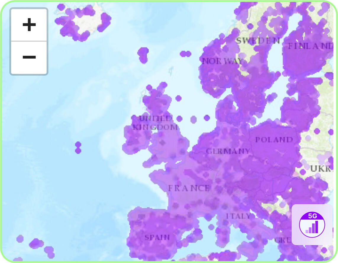 toosim europe 4g-5g coverage map from leading operators