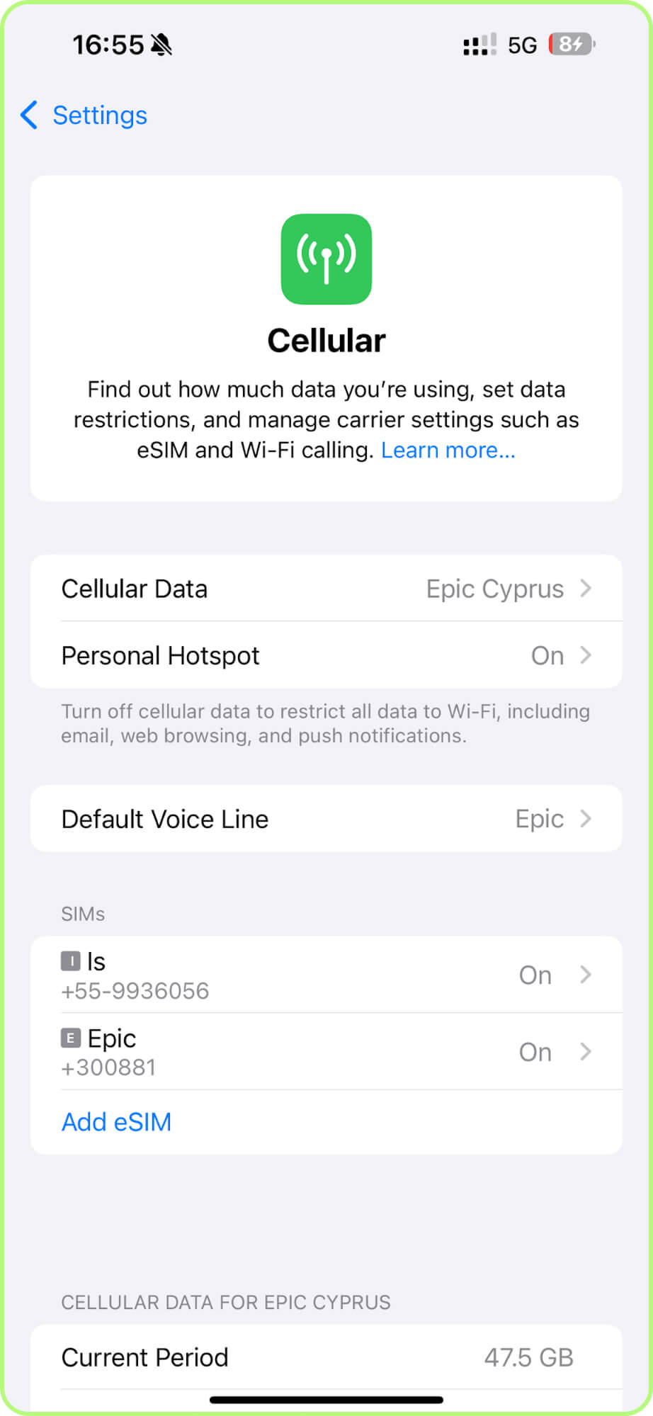 Under SIMs, select the eSIM plan you want to change