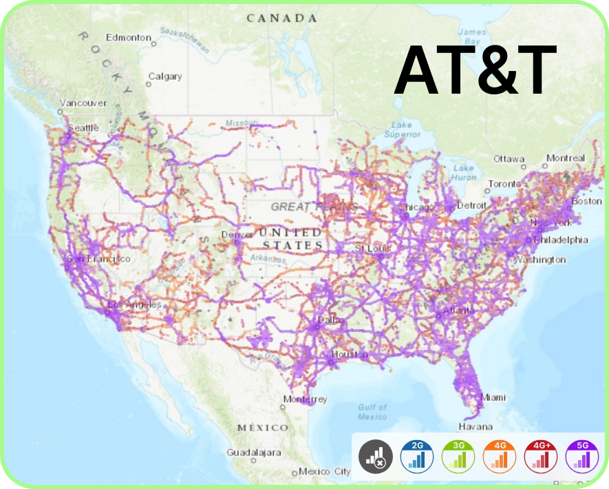 usa at&t coverage map with 4g/5g networks