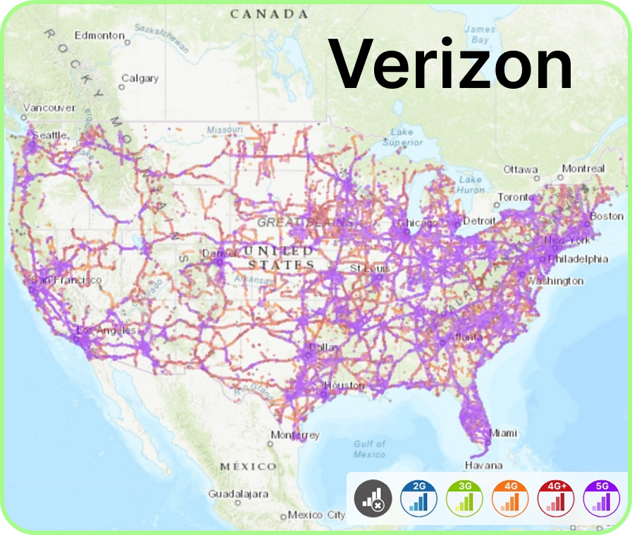 usa verizon coverage map with 4g/5g networks
